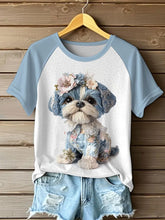 Damen-Hunde-Print-Freizeit-T-Shirts